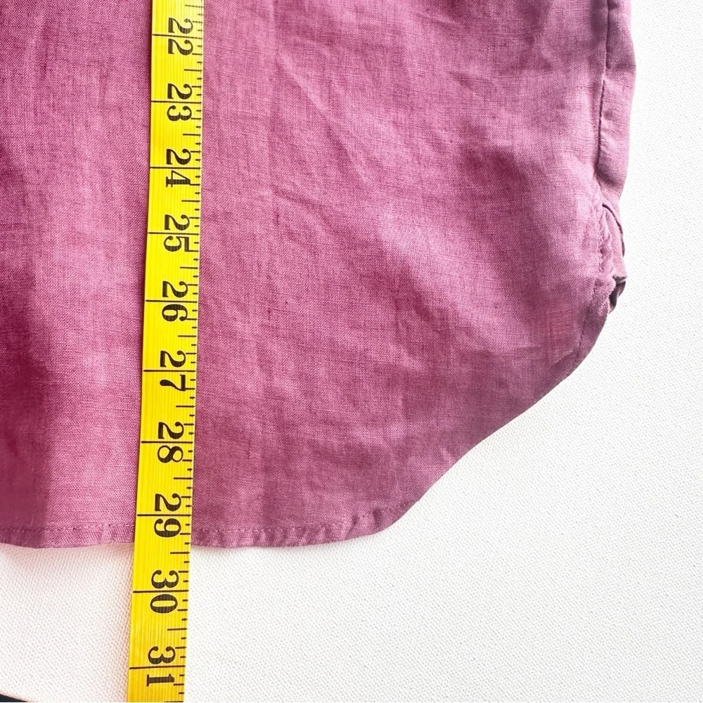 J. Jill Linen Top Button Front Long Sleeve Mauve Medium - Picture 7 of 7